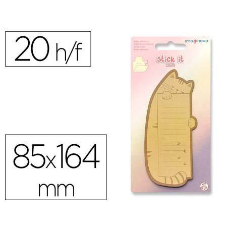 BLOC NOTAS ADHESIVAS IMAGINOVO LETTER CON MENSAJE TRASERO GATO 20 HOJAS 85X164 MM