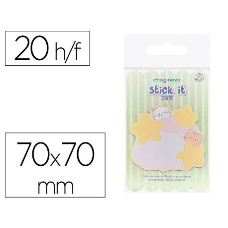 BLOC NOTAS ADHESIVAS IMAGINOVO MEOW 20 HOJAS NUBES 70X70 MM