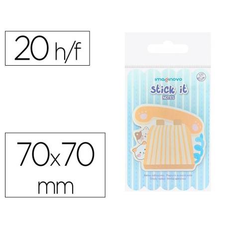 BLOC NOTAS ADHESIVAS IMAGINOVO MEOW 20 HOJAS TELEFONO 70X70 MM