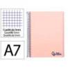 CUADERNO ESPIRAL LIDERPAPEL A7 MICRO WONDER TAPA PLASTICO 100H 90 GR CUADRO 5MM 4 BANDAS COLOR ROSA