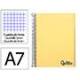 CUADERNO ESPIRAL LIDERPAPEL A7 MICRO WONDER TAPA PLASTICO 100H 90 GR CUADRO 5MM 4 BANDAS COLOR AMARILLO