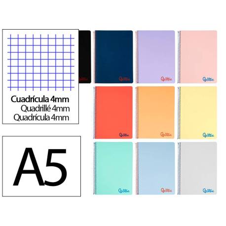 Bloc Liderpapel DIN A5 wonder cuadro 4mm con margen 80 hojas tapa plástico 90 gr color “no se puede elegir”