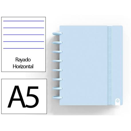 CUADERNO INGENIOX FOAM A5 80H RAYADO HORIZONTAL AZUL PASTEL