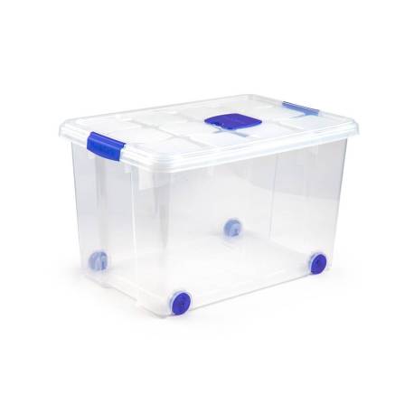 CONTENEDOR DE PLASTICO PLASTICFORTE 55 LITROS N 4 TRANSPARENTE CON TAPA 590X400X350 MM