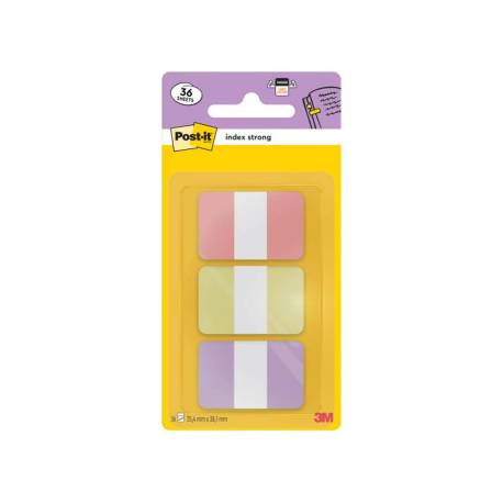 BANDERITAS SEPARADORAS RIGIDAS DISPENSADOR POST-IT INDEX STRONG 686-3 SUN 25,4X38.1 MM PACK DE 36
