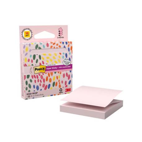 BLOC DE NOTAS ADHESIVAS QUITA Y PON POST IT Z-NOTAS SUPER STICKY 100% PEFC 76X76 MM DISPENSADOR 90 HOJAS ROSA