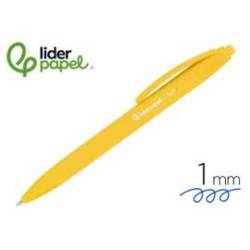 BOLIGRAFO LIDERPAPEL PUNTA 1 MM RETRACTIL CON CLIP ACABADO SOFT TOUCH TINTA AZUL CUERPO AMARILLO