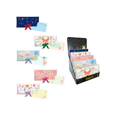 SOBRES DE REGALO ARGUVAL CON LAZO + TARJETA 4 MODELOS PAPEL 250 GR CON RELIEVE Y HOLOGRAFIA 23X11 CM