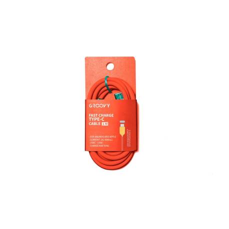 CABLE GROOVY USB 2.0 TIPO C A TIPO C LONGITUD 1 M SILICONA COLOR NARANJA
