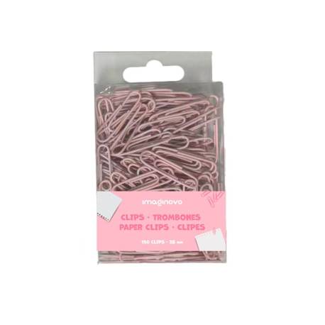 CLIPS IMAGINOVO PASTEL 28 MM CAJA DE 150 UNIDADES ROSA