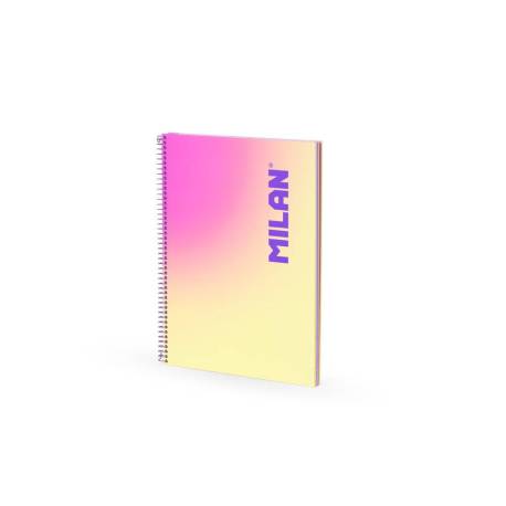 CUADERNO ESPIRAL MILAN COLECCION SUNSET DIN A4 TAPA DURA 90 HOJAS 95 GR CUADRICULA 5 MM AMARILLO