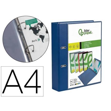 CARPETA LIDERPAPEL CANGURO 2 ANILLAS 25 MM DIN A4 COLOR AZUL POLIPROPILENO