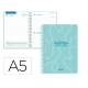 AGENDA ESCOLAR LIDERPAPEL 26-27 ESPIRAL CLASSIC DIA PAGINA A5 BILINGUE 70G PAPEL FSC AZUL TURQUESA