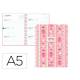 AGENDA ESCOLAR LIDERPAPEL 26-27 ESPIRAL COTTAGE SEMANA VISTA A5 BILINGUE 80G PAPEL FSC ROSA FRESAS