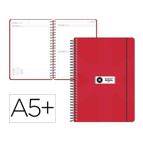 AGENDA ESCOLAR ANTARTIK 26-27 ESPIRAL PACK AND GO DIA PAGINAA5+ BILINGÜE 80G PAPEL FSC ROJO