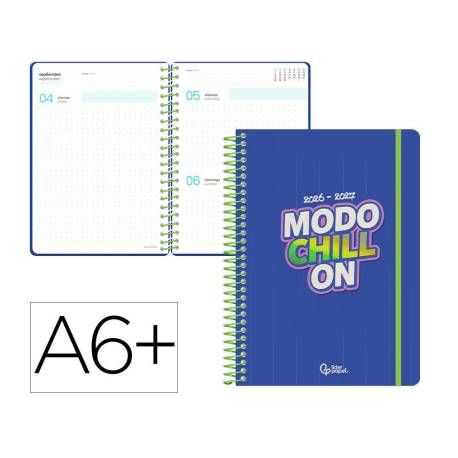 AGENDA ESCOLAR LIDERPAPEL 26-27 ESPIRAL GRAPHIC DIA PAGINA A6+ BILINGUE 80G PAPEL FSC CHILL