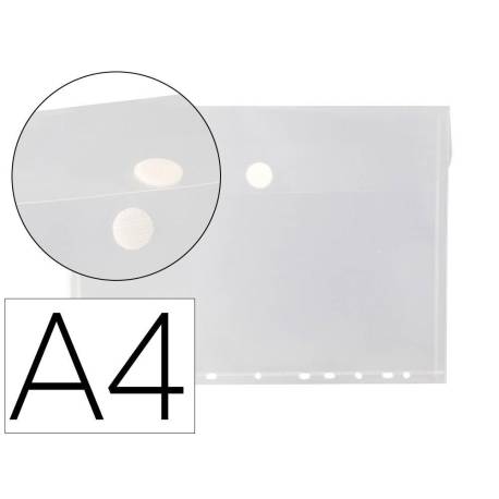 CARPETA LIDERPAPEL DOSSIER BROCHE POLIPROPILENO A4 CIERRE DE VELCRO 180 MICRAS 11 TALADROS TRANSPARENTE