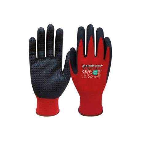GUANTES DE NITRILO SAFETOP FIT-O-LITE DOTS PUNTOS EN LA PALMA TALLA 10
