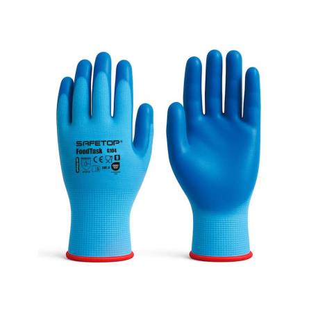 GUANTES DE NITRILO SAFETOP FOODTASK ALIMENTARIO AZUL SOLIDO TALLA 8