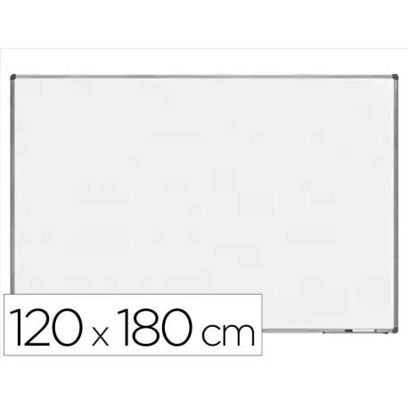 PIZARRA BLANCA ROCADA LACADA MAGNETICA MARCO ALUMINIO CON CANTONERAS 120X180 CM