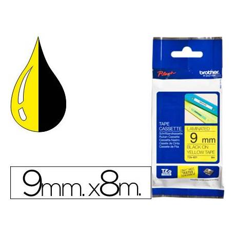 Cintas Brother TZE-621 9mm (ancho) x 8m (largo) laminada amarillo/negro