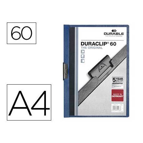 Carpeta dossier con pinza central duraclip Durable 60 hojas Din A4 color azul oscuro