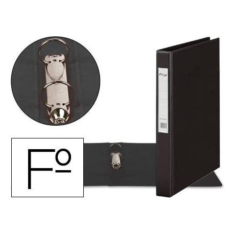 Carpeta plastico 2 anillas Pardo tamaño folio negro