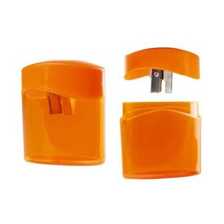 Sacapuntas metalico marca M+R con deposito transparente
