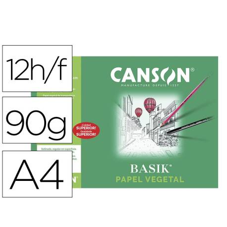Papel vegetal Guarro A4 gramaje 90-95 g/m2 12 hojas