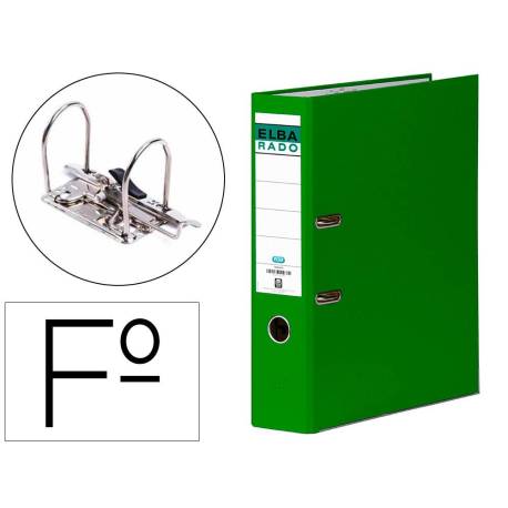 Archivador de palanca Elba carton forrado tamaño folio verde lomo 80 mm rado