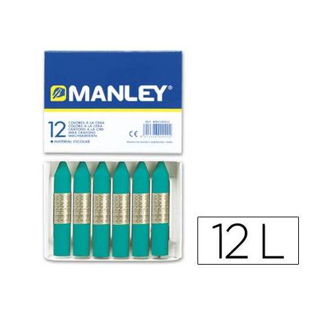 Lapices cera blanda Manley caja 12 unidades verde azulado