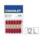 Lapices cera blanda Manley caja 12 unidades carmin permanente