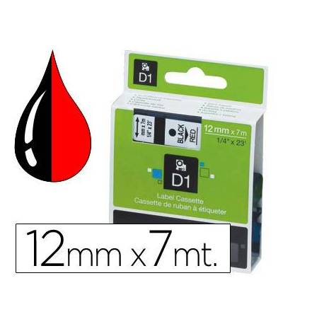 Cinta Dymo D1 Fondo Rojo Poliester