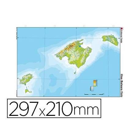 Mapa Mudo de Islas Baleares DIN A4 Físico Color