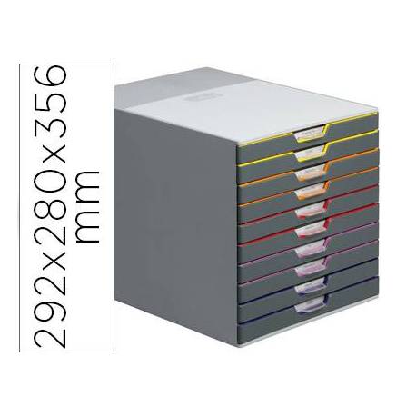 Fichero cajones Durable plastico aplilables 10 cajones color gris