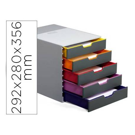 Fichero cajones Durable plastico aplilables 5 cajones color gris