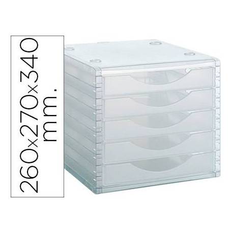 Modulo 5 cajones sobremesa marca Archivo 2000 transparente