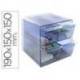 Archicubo Archivo 2000 4 cajones organizador modular azul transparente