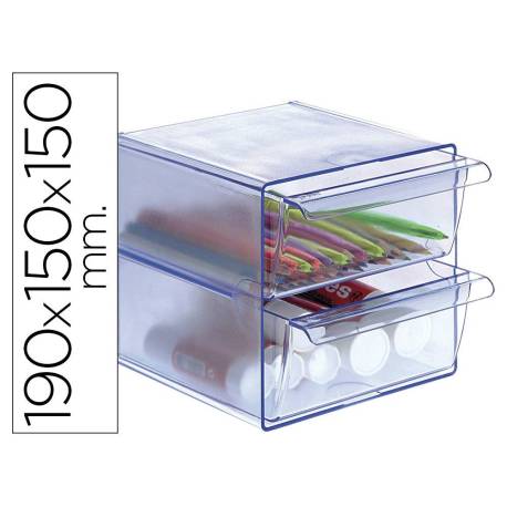 Archicubo Archivo 2000 organizador con 2 cajones azul transparente