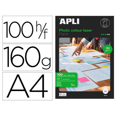 Papel foto laser Apli Glossy 160 g/m2