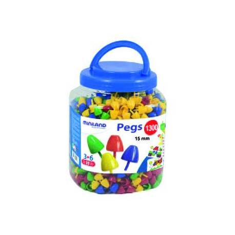 Juego Didactico a partir de 3 años Pegs 15mm 1300 piezas Miniland
