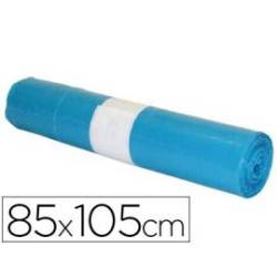 Bolsa basura azul 85x105cm uso industrial galga 110 rollo 10 unidades