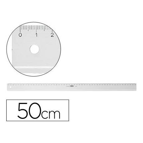 Regla m+r 50 cm de plastico transparente.