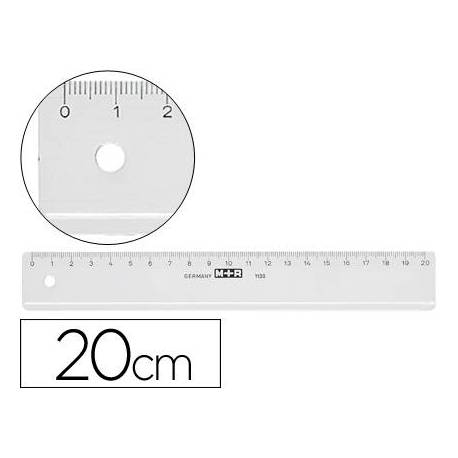 Regla m+r 20 cm de plastico transparente.