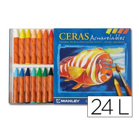 Lapices de cera masats acuarelable caja 24 unidades colores surtidos