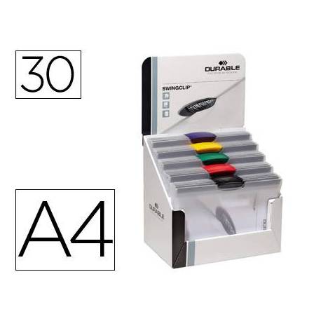 Carpeta dossier con pinza lateral swingclip Durable 30 hojas Din A4 colores surtidos