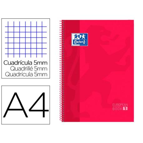 Bloc espiral Oxford Din A-4 extradura 80 hojas microperforado color rojo