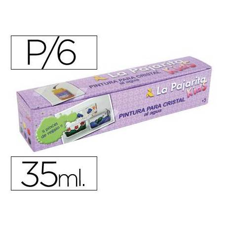 Pintura laca cristal La Pajarita set de 6 colores surtidos +pincel