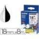 Cintas Brother TZ-S241 18mm (ancho) x 8m (largo) laminada Blanco/negro