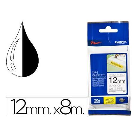 Cintas Brother TZE-S231 12mm (ancho) x 8m (largo) laminada blanco/negro